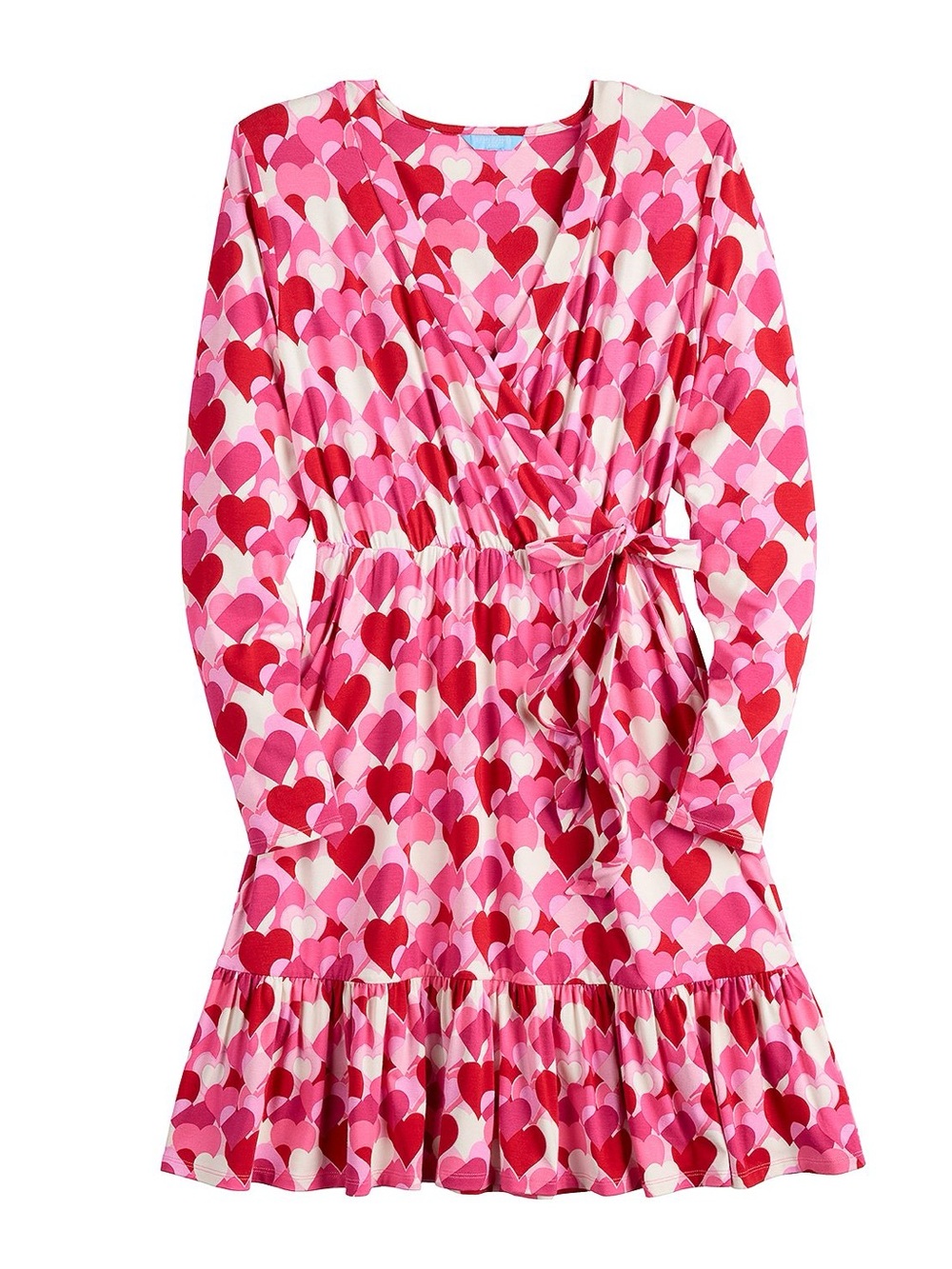 Draper James RSVP NWT long sleeve knit wrap dress heart pink red white